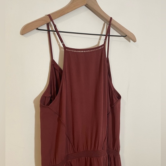 Anthropologie Lilka Nelisa Burgundy Wine Ladder Lace Detail Tank Romper Size LP - Picture 7 of 11